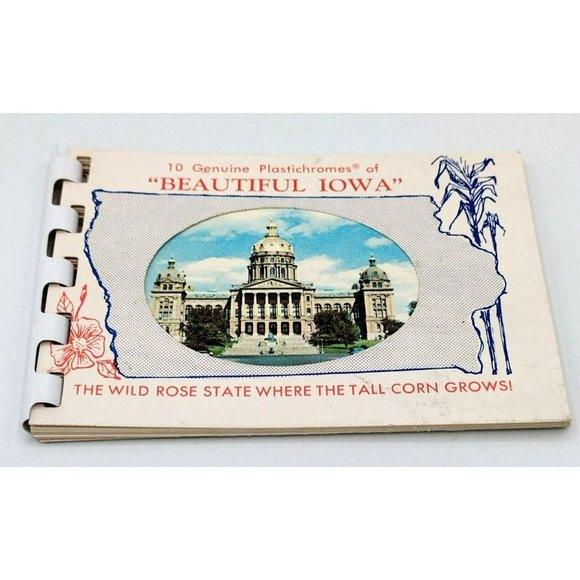Iowa Tourist Booklet of 10 Genuine Plastichromes Vintage Travel Souvenir - Picture 1 of 12